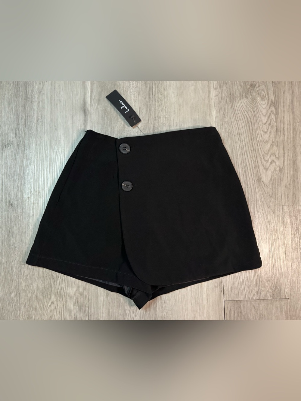 Lulus Womens Black Solid Button Front Dressy Skort Flat Front XS NWT